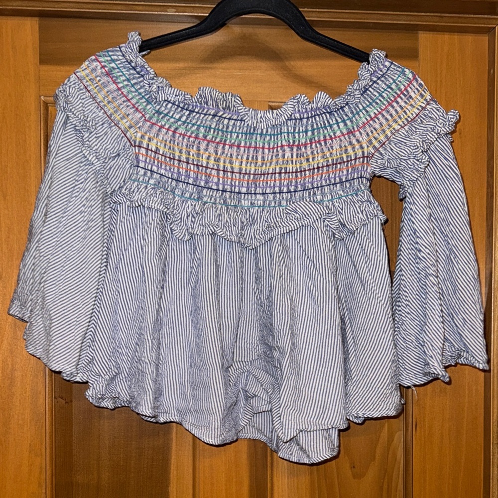 Vintage Havana Multicolor Striped Off-Shoulder Blouse